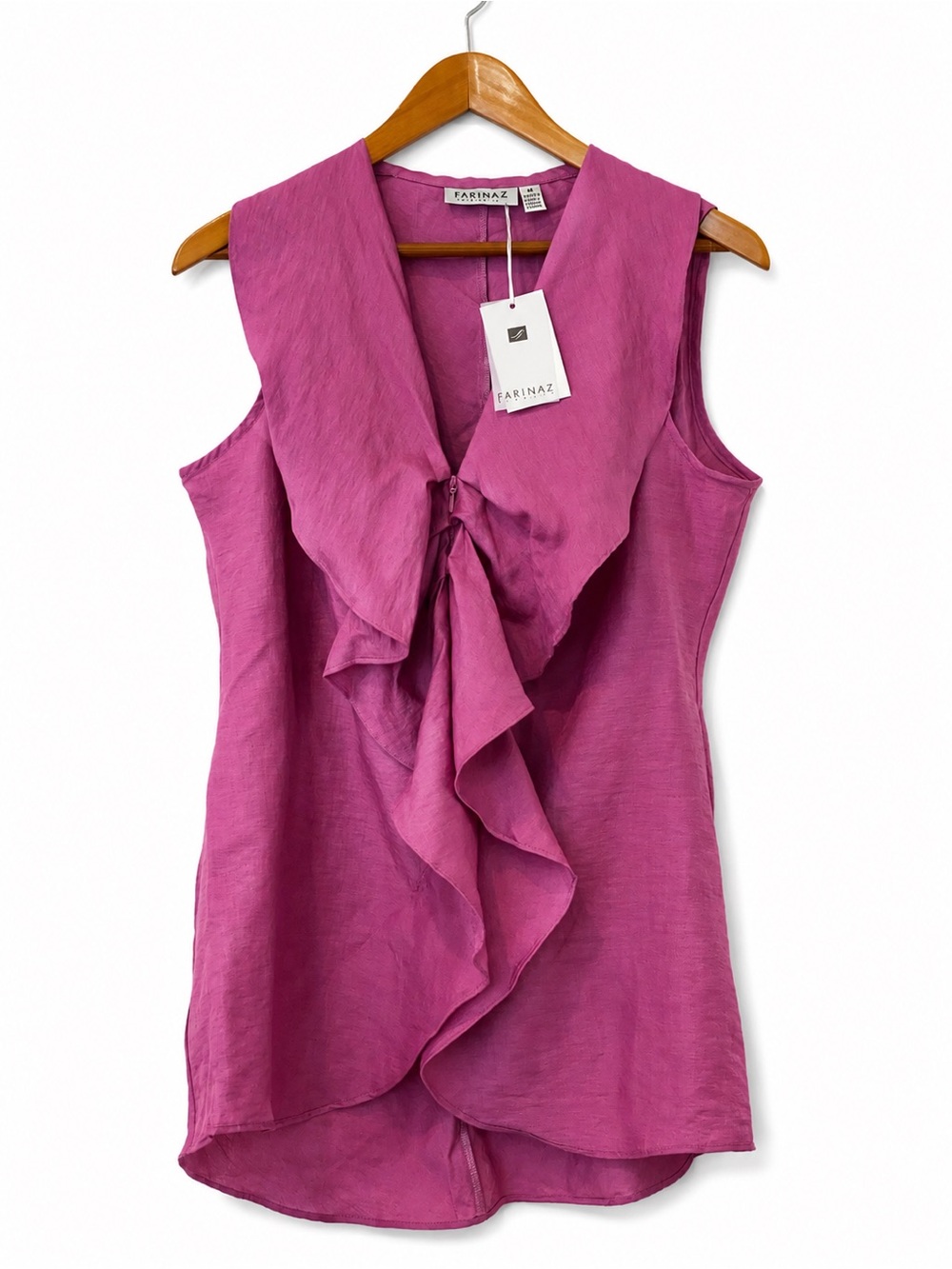 Farinaz Taghavi NWT Italian Fabric Linen Blend Orchid Waterfall Tunic Size 14